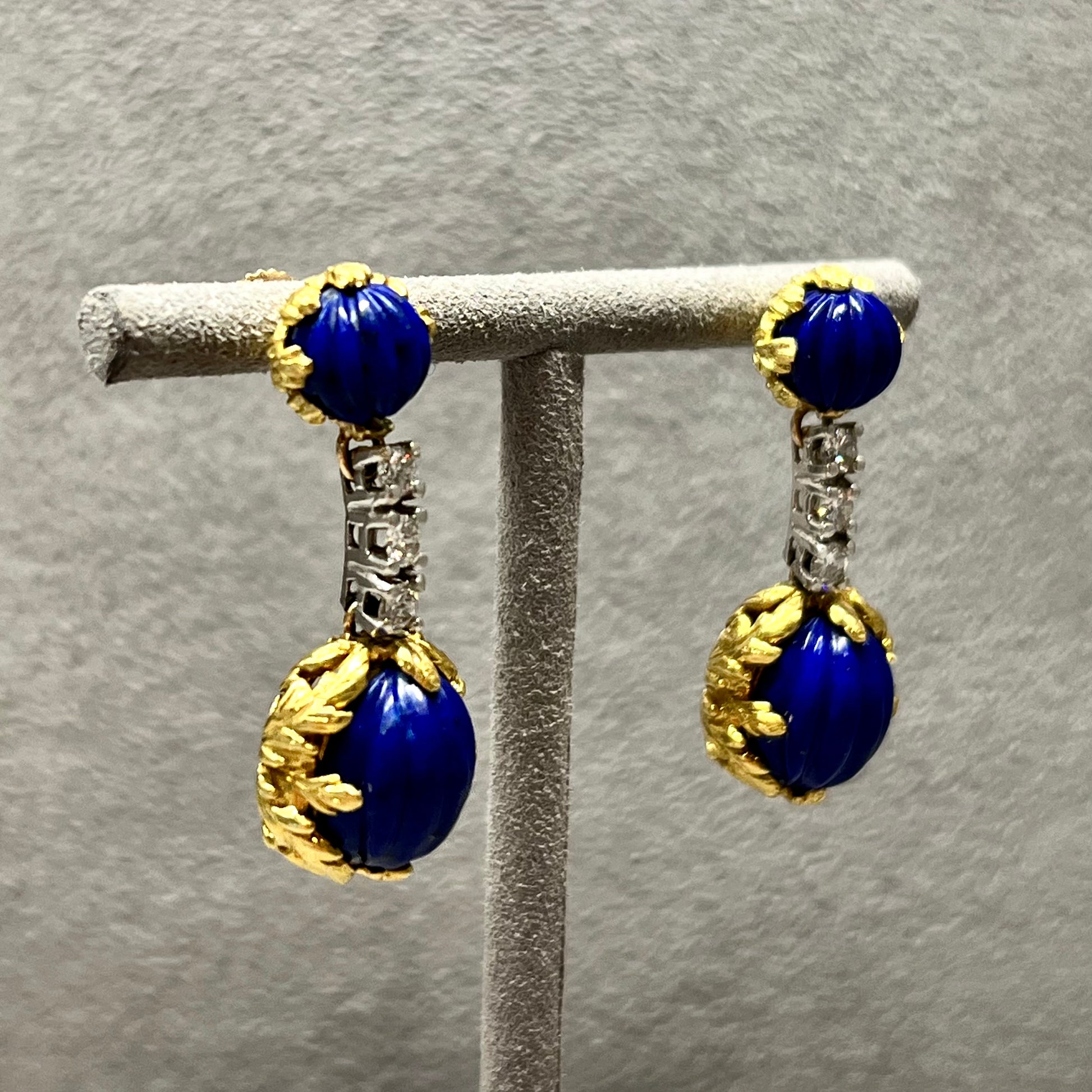 18kt Lapis and Diamond Earrings