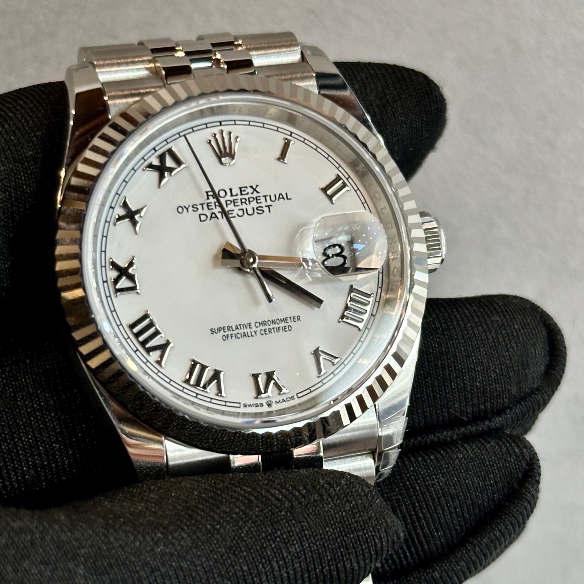 2024 Rolex Datejust 36mm – Fluted Bezel, White Roman Dial, Jubilee Bracelet – Model 126234