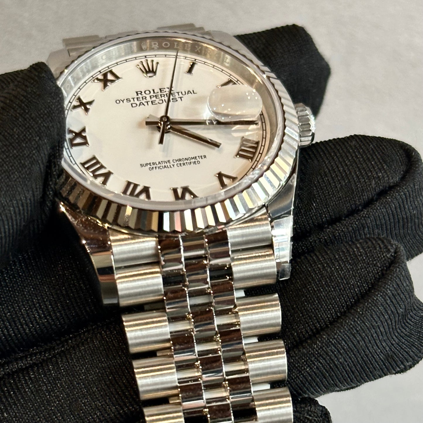 2024 Rolex Datejust 36mm – Fluted Bezel, White Roman Dial, Jubilee Bracelet – Model 126234