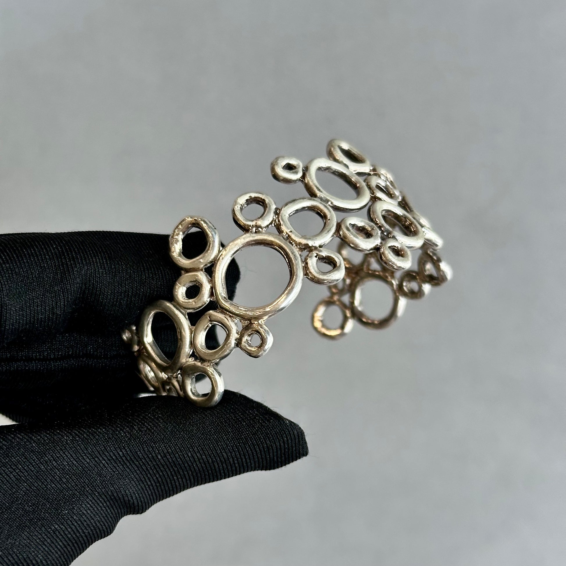 Handmade Silver Bubble Style Cuff - Unique Artisan Jewelry