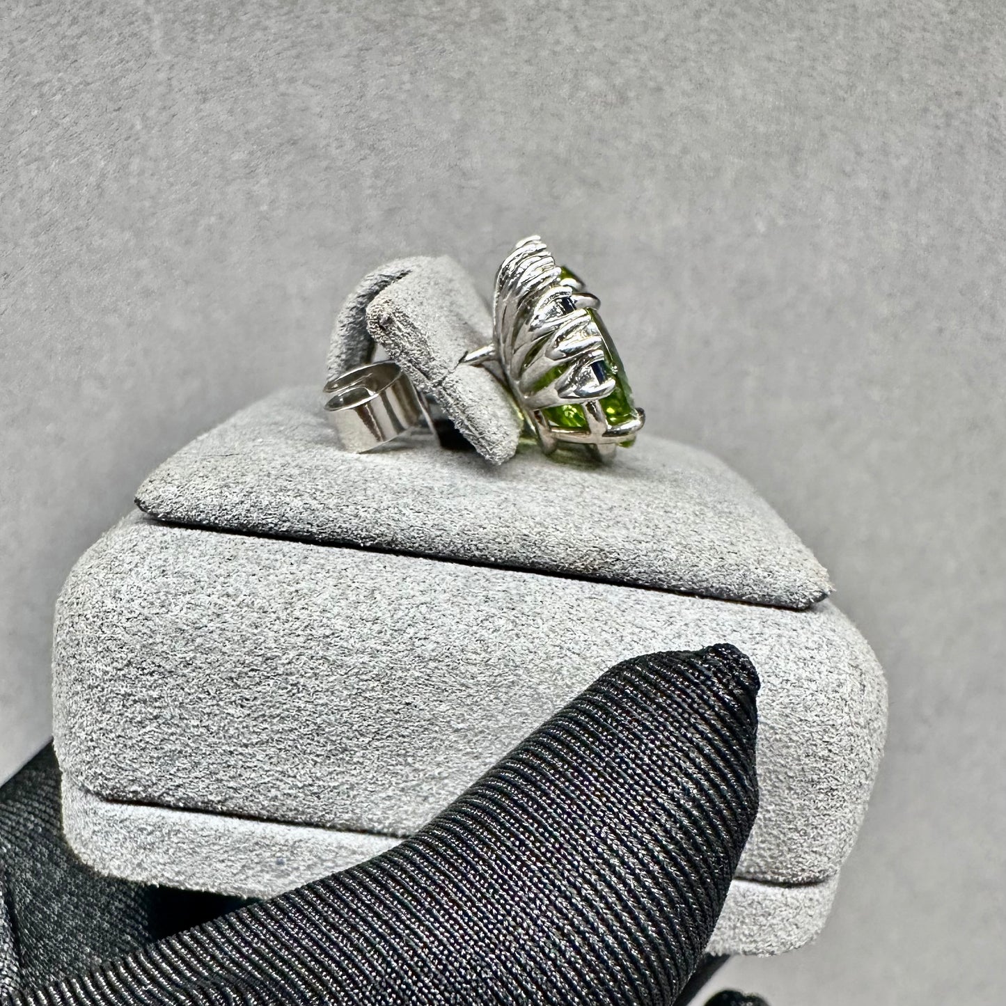 6ctw Vivid Green Peridot Earrings with Sapphires & Diamonds