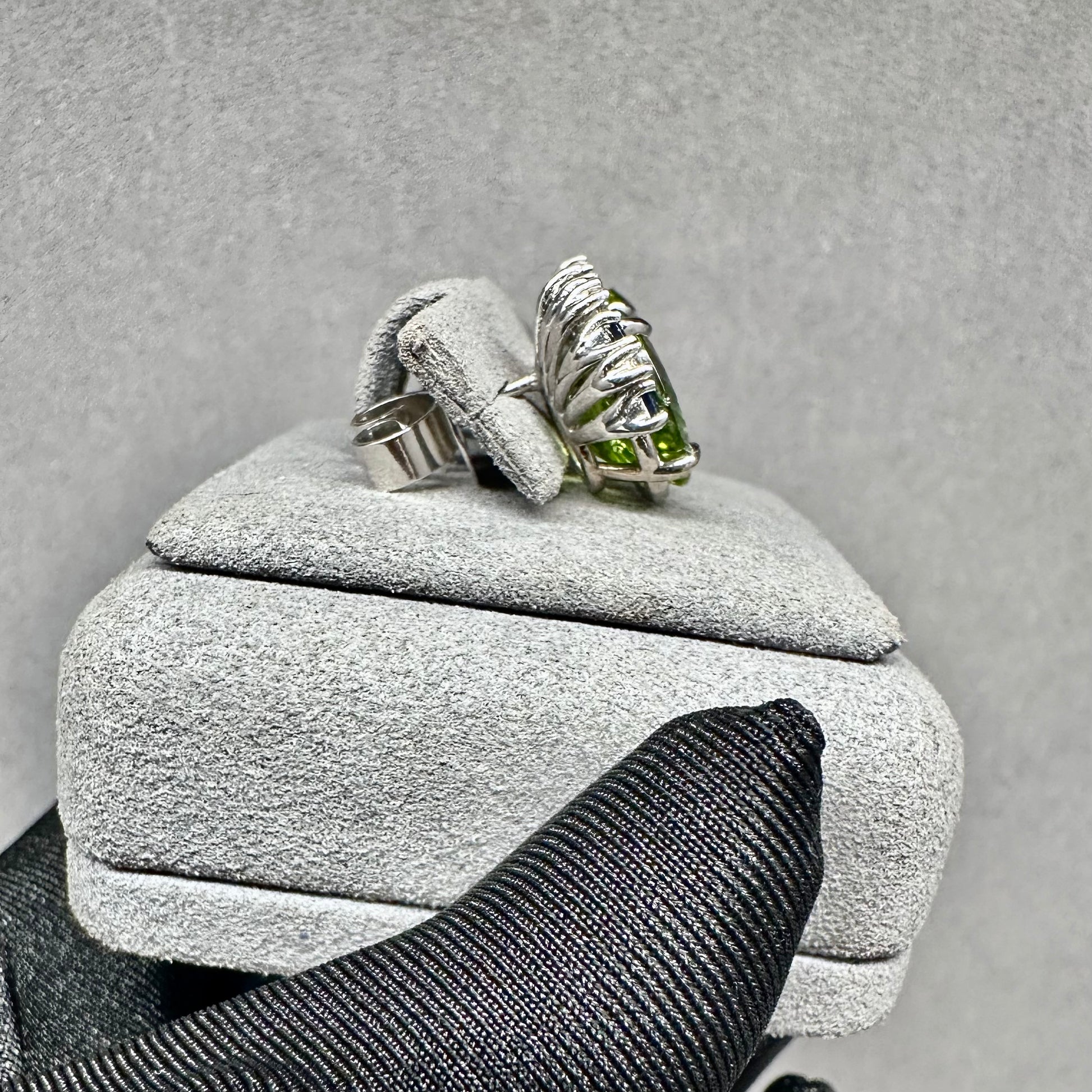 6ctw Vivid Green Peridot Earrings with Sapphires & Diamonds