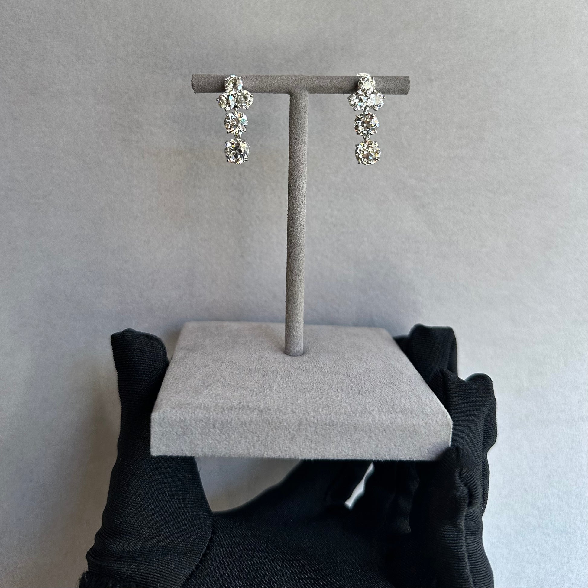 Stunning 7.3CT Old European Cut Diamond Drop Earrings – SI1-VS2 Clarity, J Color