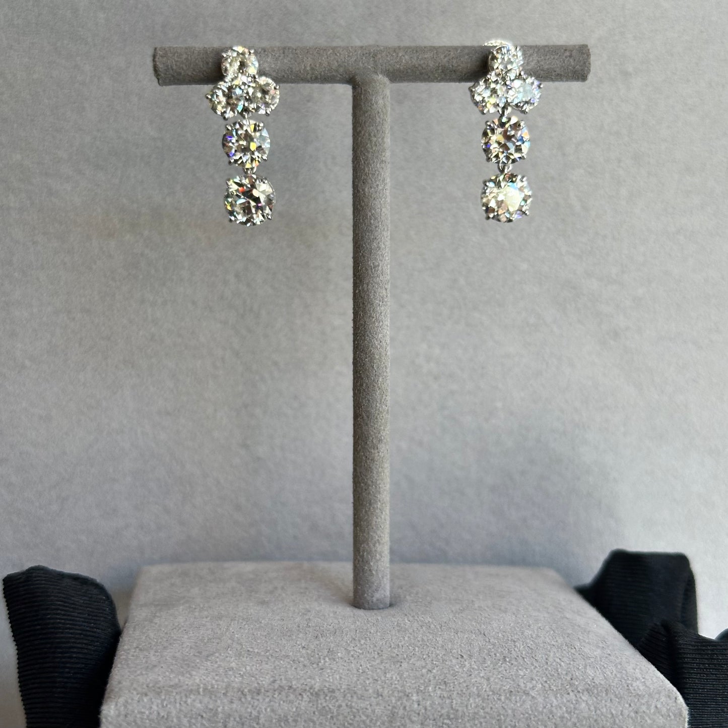 Stunning 7.3CT Old European Cut Diamond Drop Earrings – SI1-VS2 Clarity, J Color