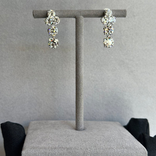 Stunning 7.3CT Old European Cut Diamond Drop Earrings – SI1-VS2 Clarity, J Color