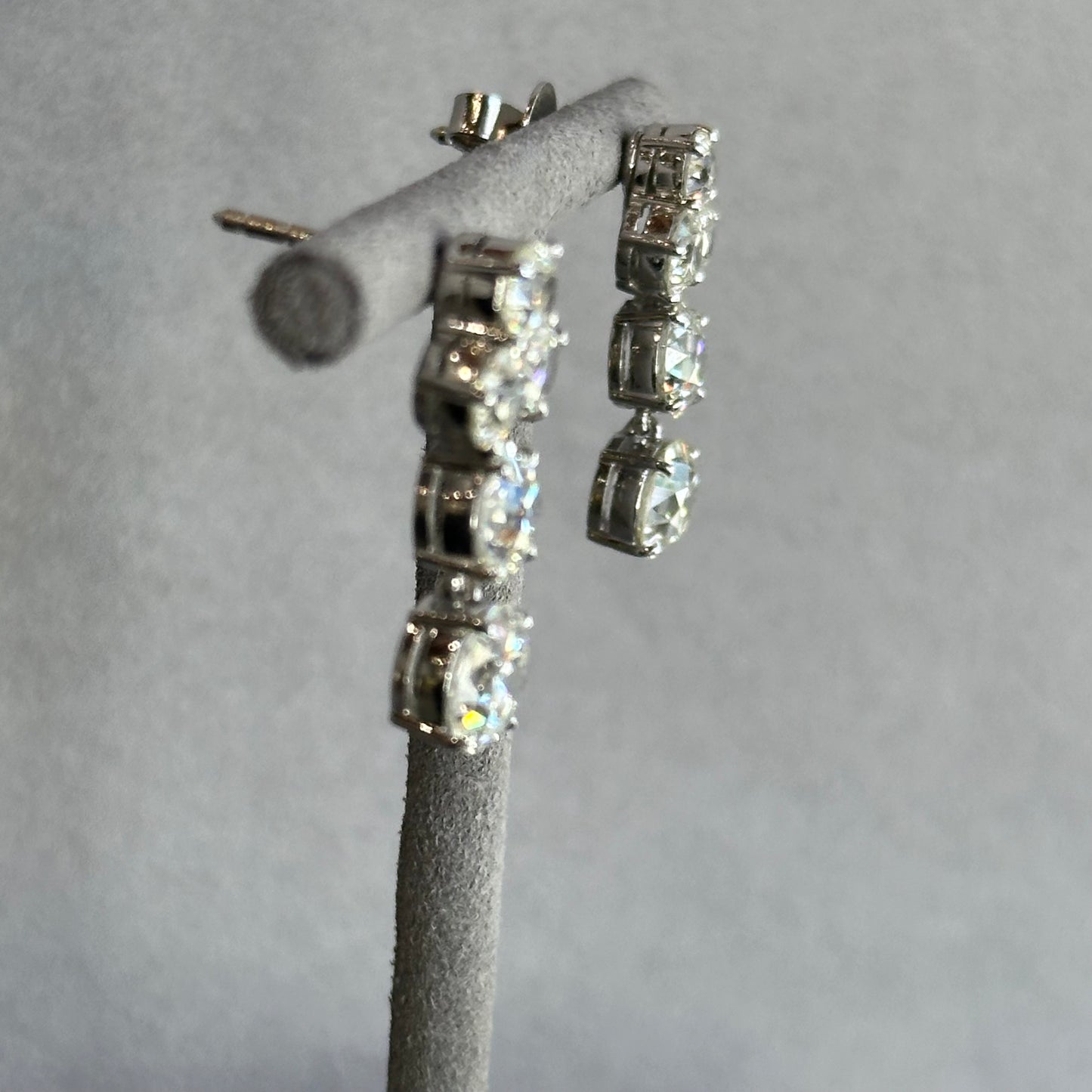 Stunning 7.3CT Old European Cut Diamond Drop Earrings – SI1-VS2 Clarity, J Color