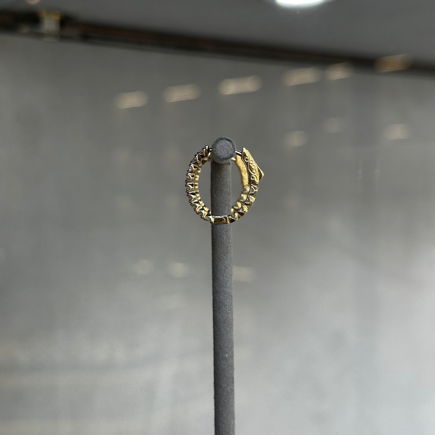 Yellow Gold Inside and Outside Diamond Oval Hoop Earrings