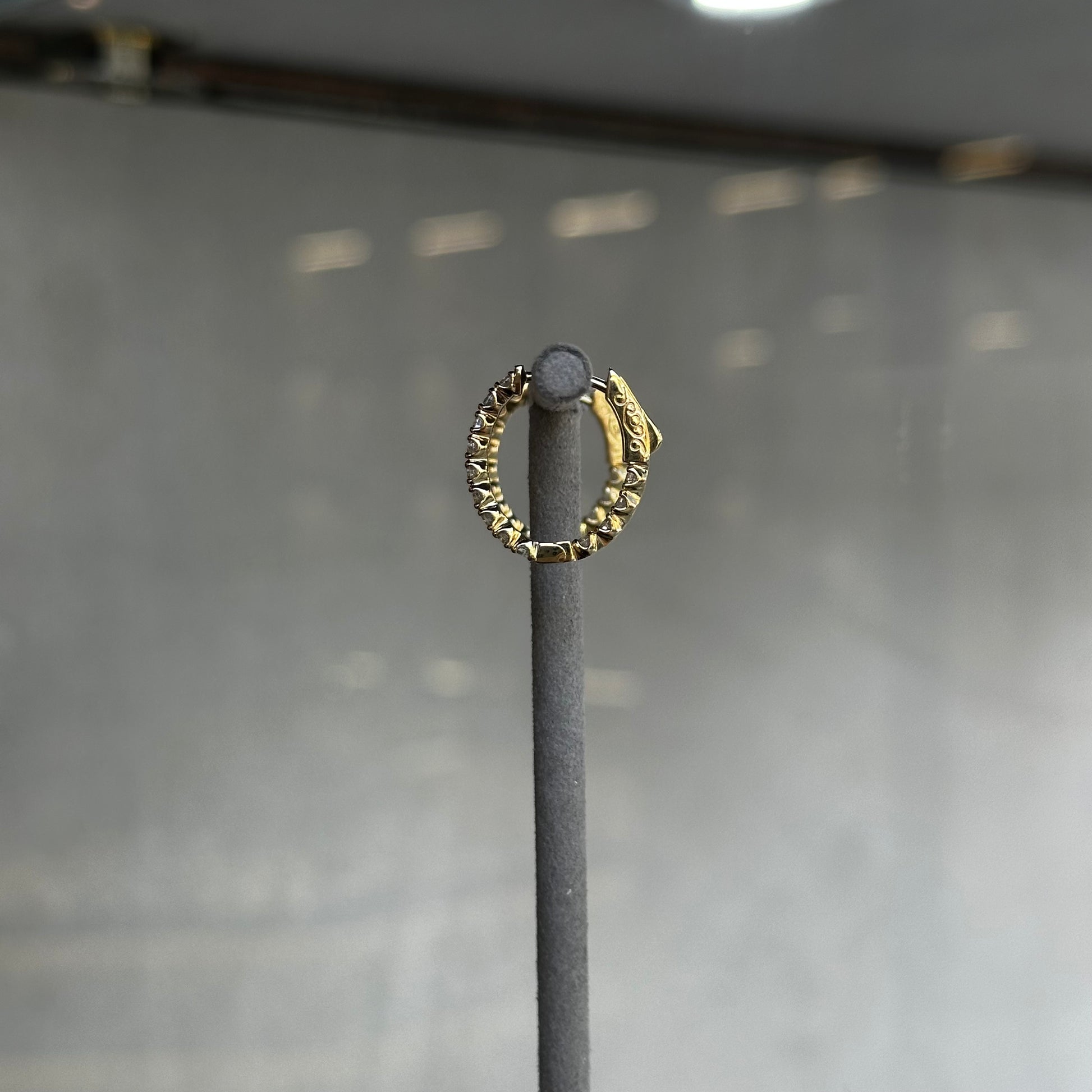 Yellow Gold Inside and Outside Diamond Oval Hoop Earrings