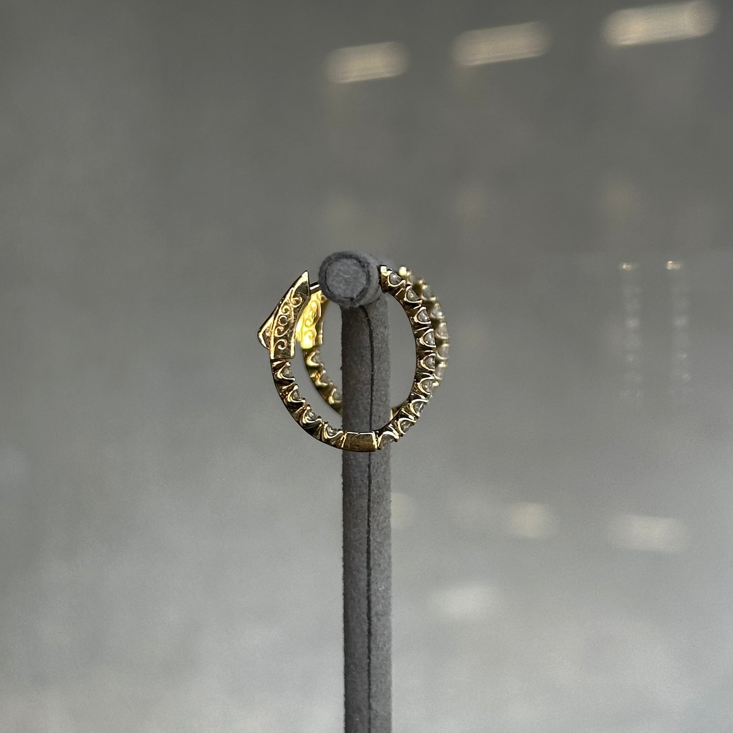 Yellow Gold Inside and Outside Diamond Oval Hoop Earrings