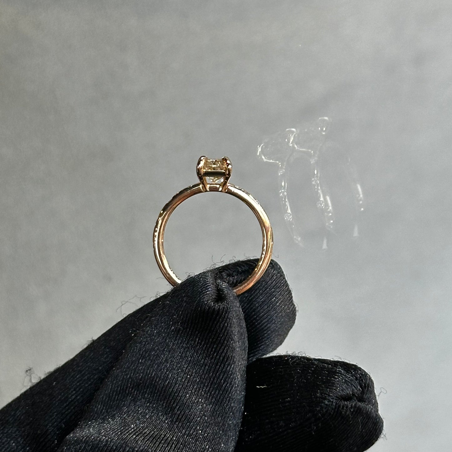 1.04ct Center Radiant Cut Champagne Diamond Engagement Ring