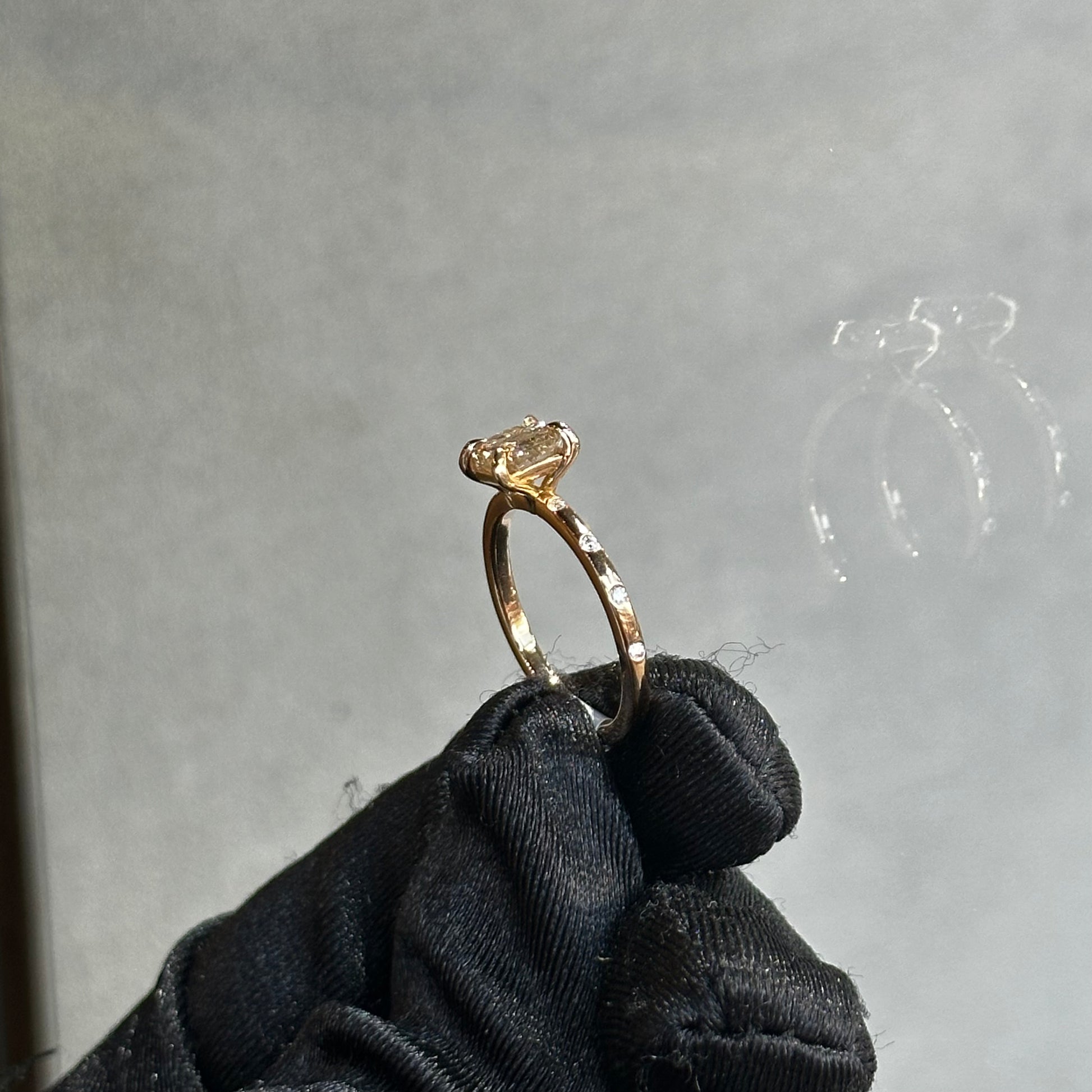 1.04ct Center Radiant Cut Champagne Diamond Engagement Ring