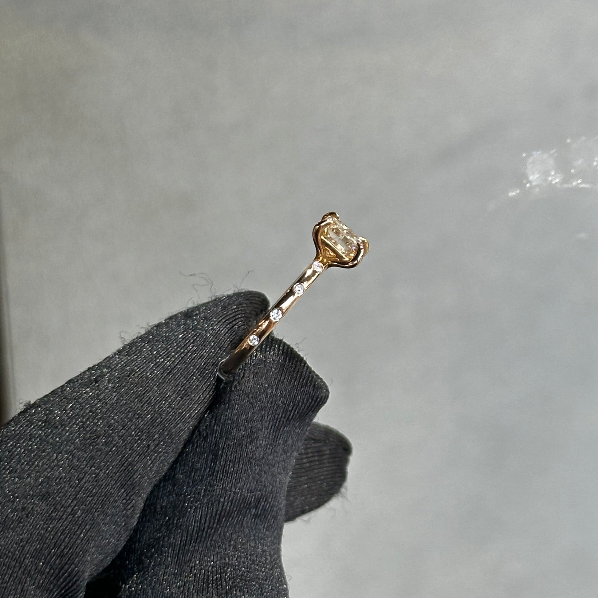 1.04ct Center Radiant Cut Champagne Diamond Engagement Ring