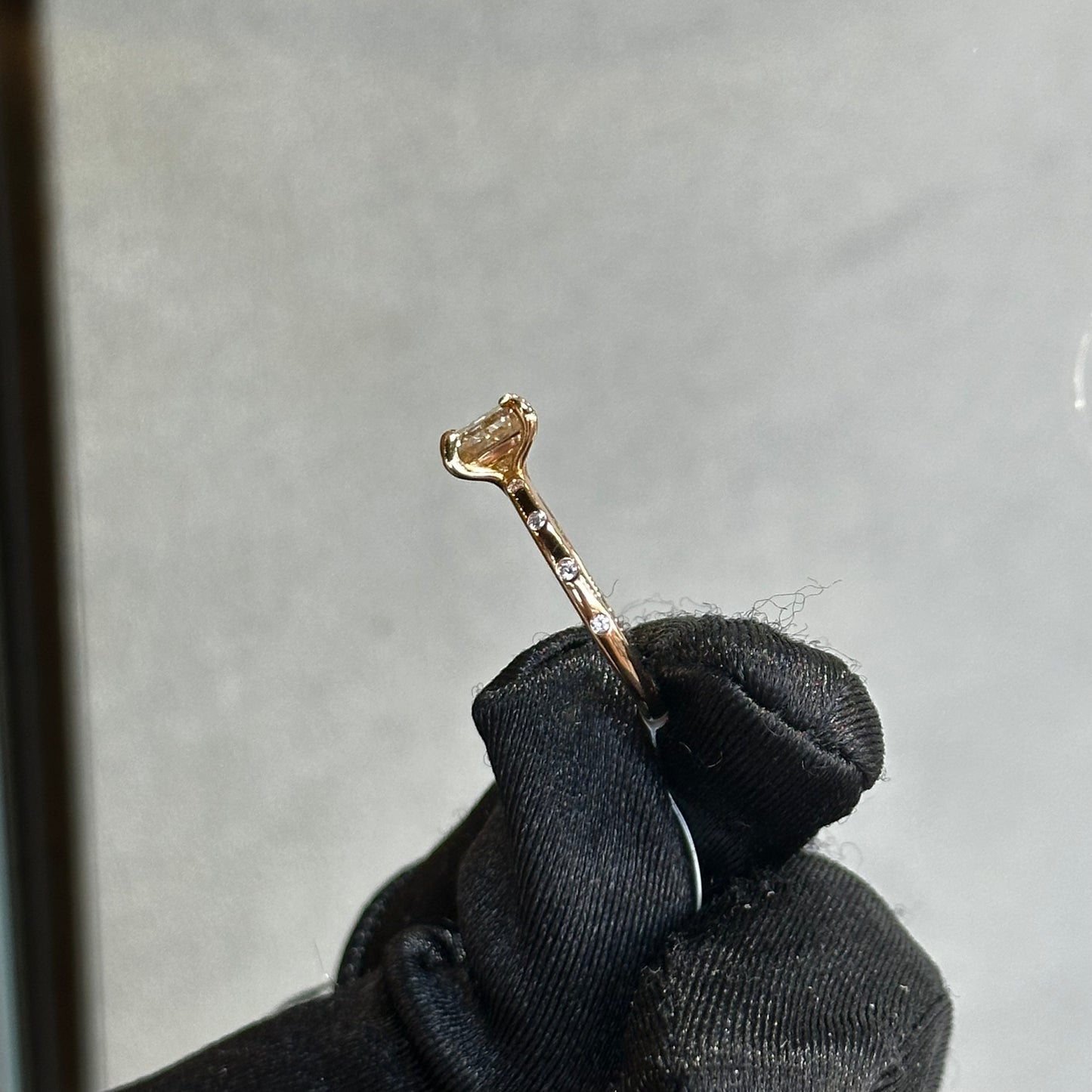 1.04ct Center Radiant Cut Champagne Diamond Engagement Ring