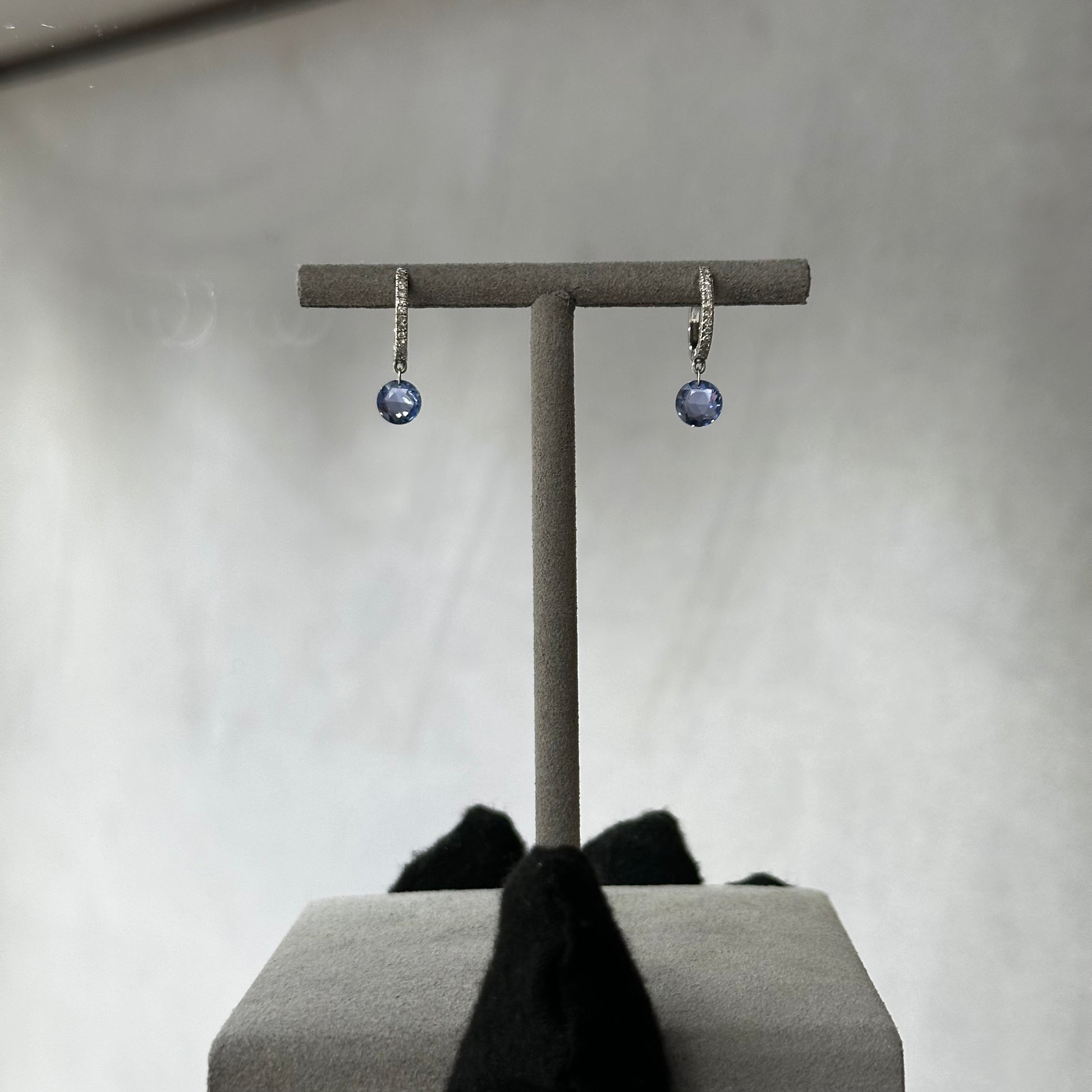 Tanzanite and Diamond Pave Set Drop Earrings