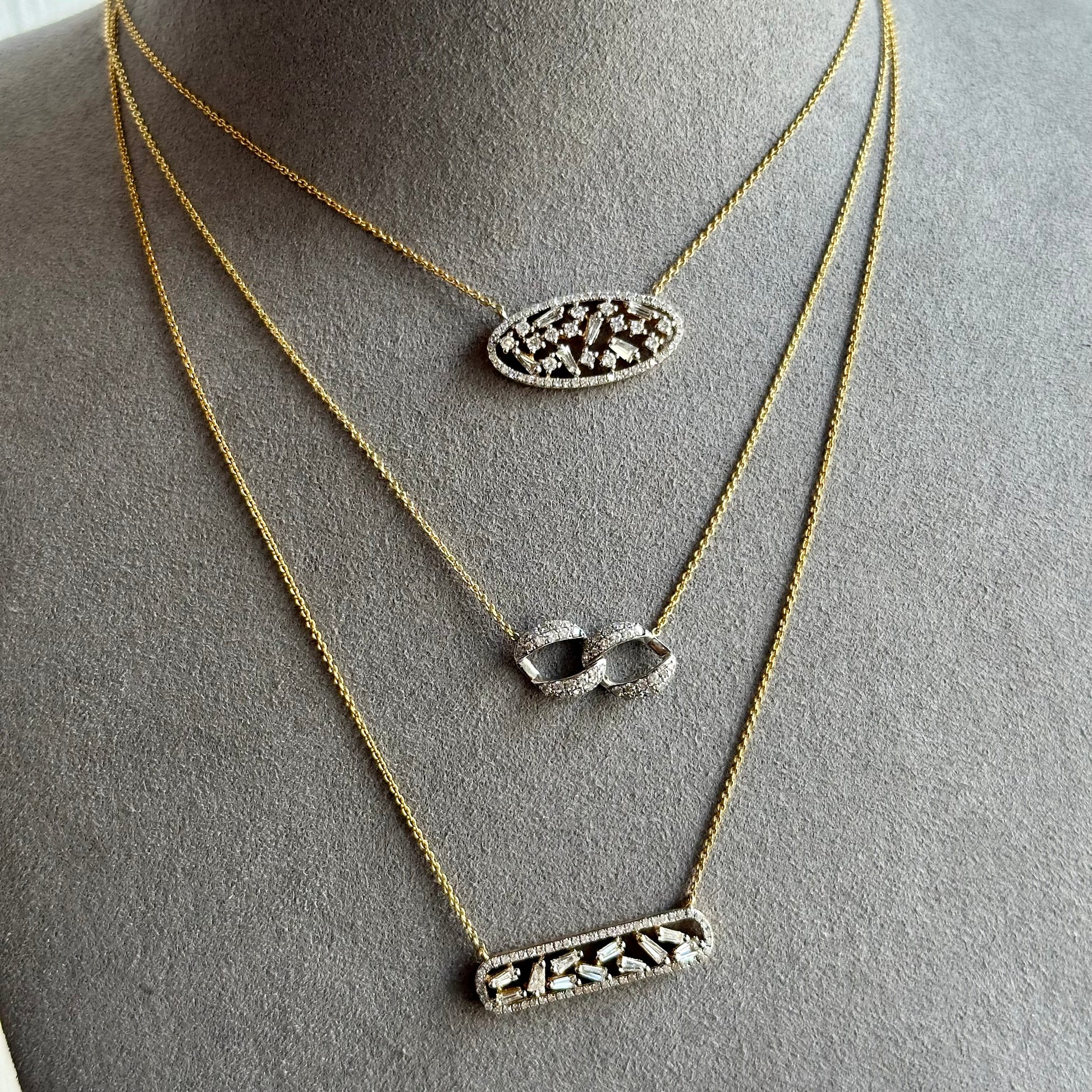 Tapered Baguette Diamond Pendant Necklace