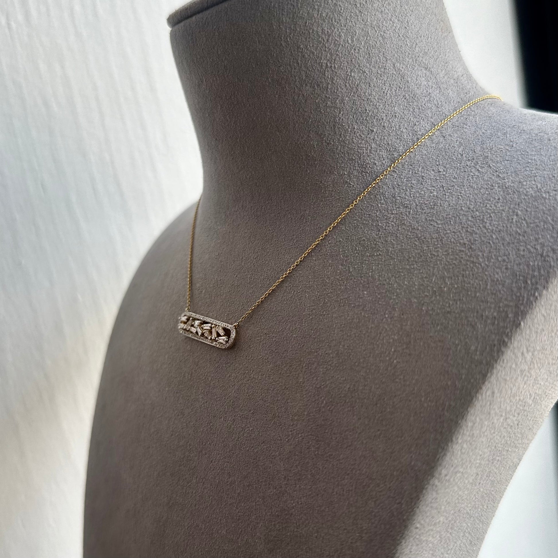 Tapered Baguette Diamond Pendant Necklace