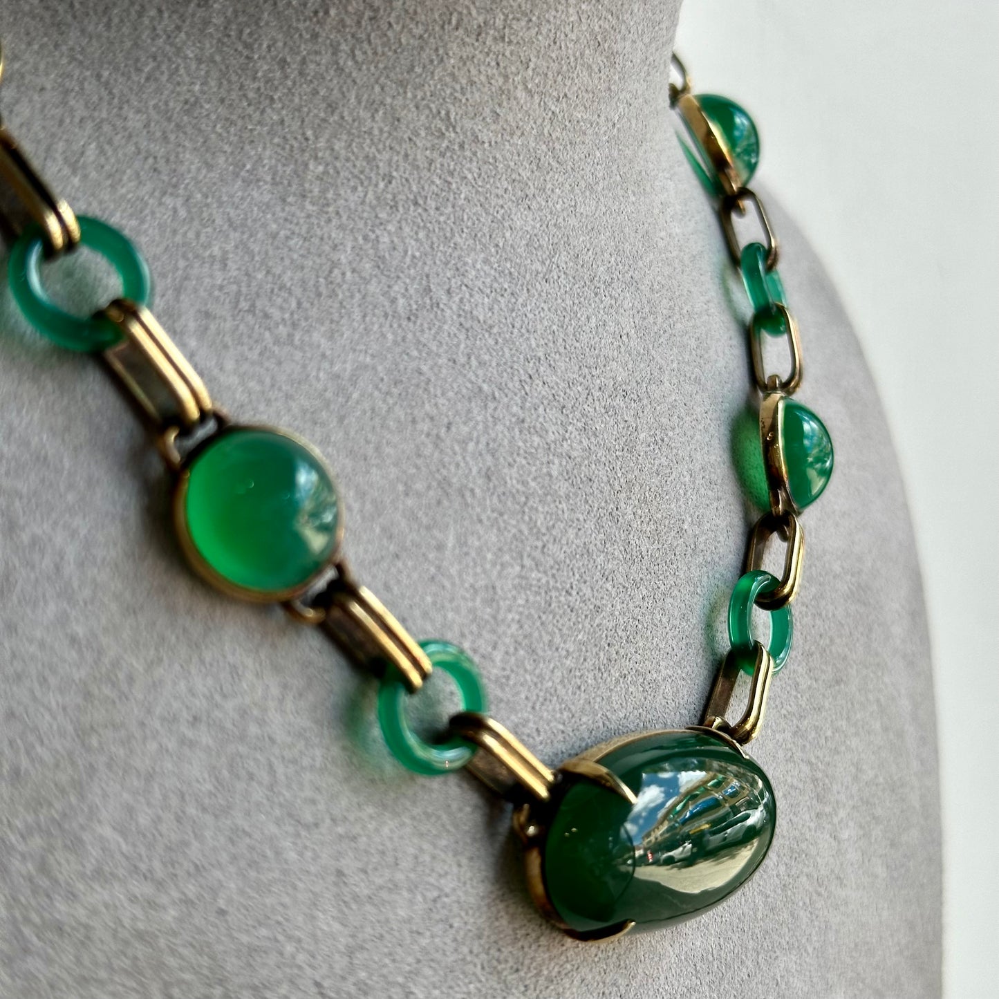 Green Chrysoprase Necklace Circa 1800's