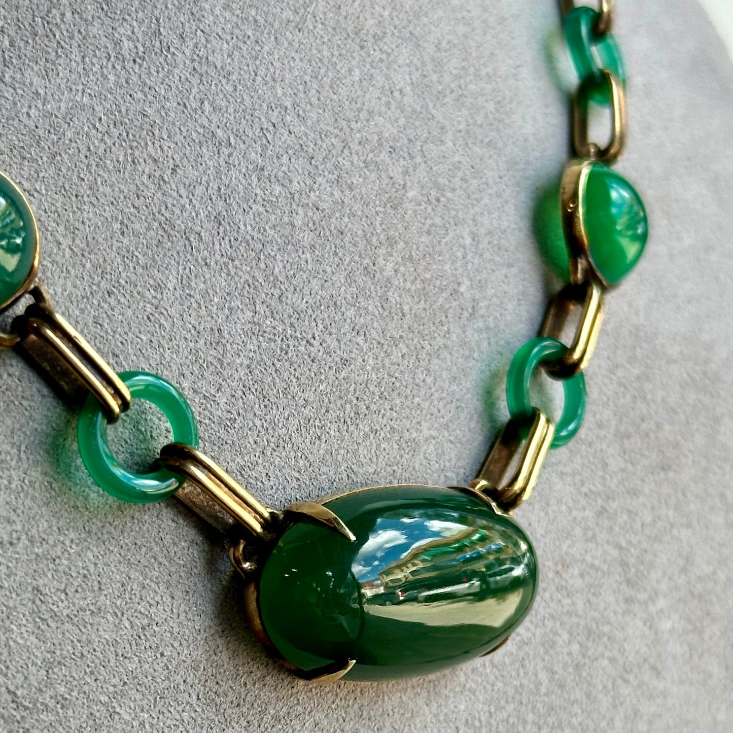 Green Chrysoprase Necklace Circa 1800's