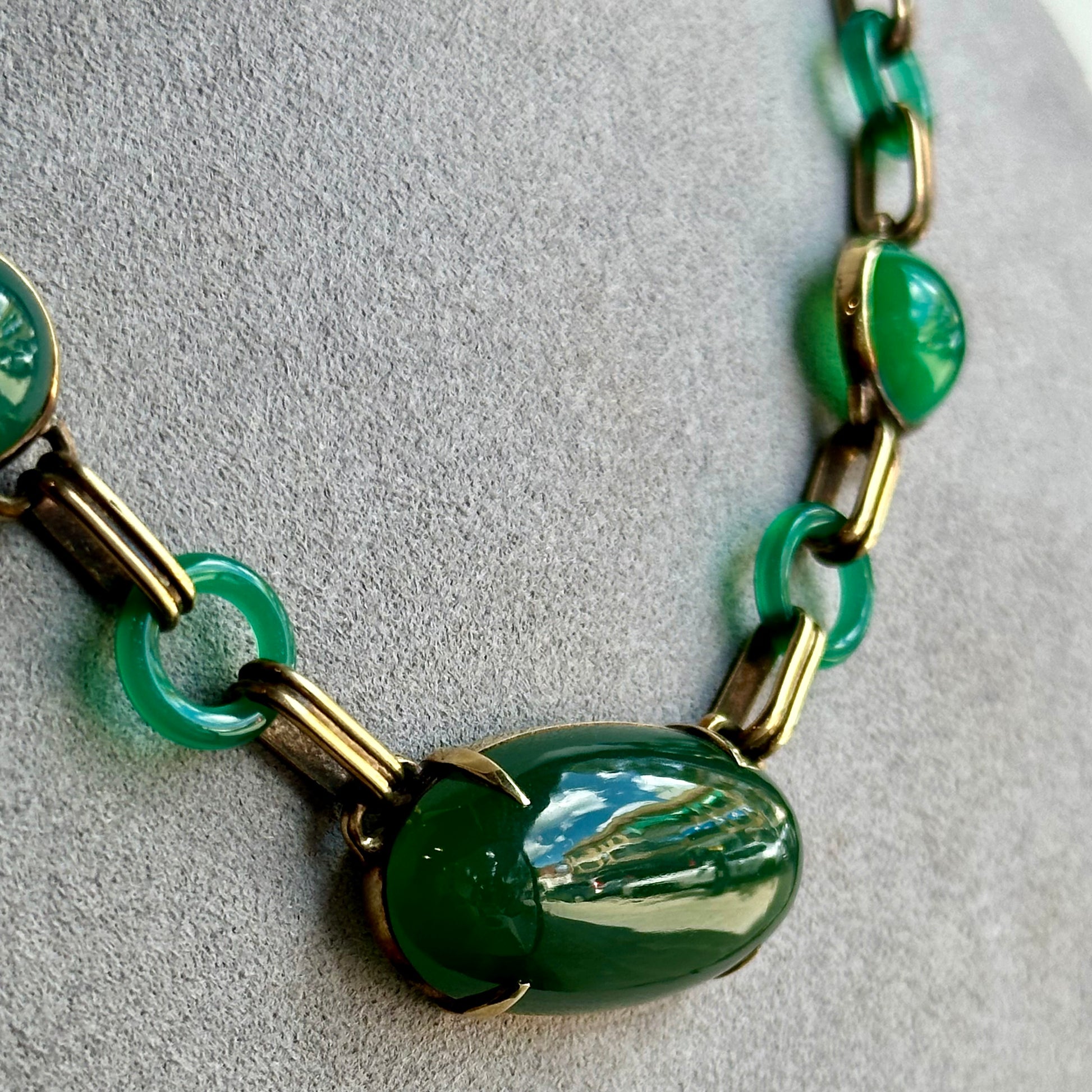 Green Chrysoprase Necklace Circa 1800's