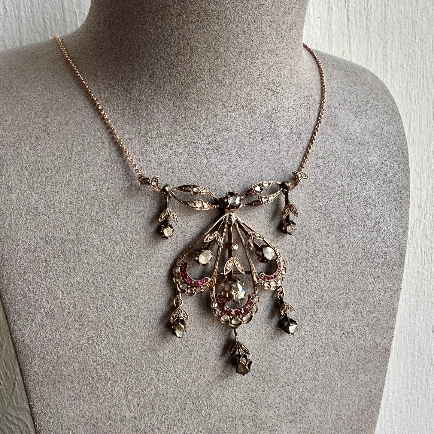 Rose Cut Diamond Edwardian Era Necklace