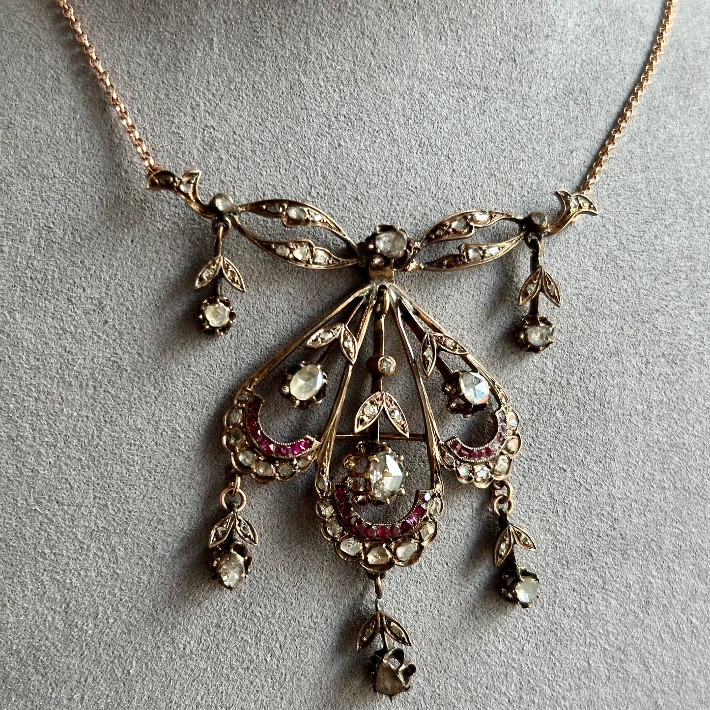 Rose Cut Diamond Edwardian Era Necklace