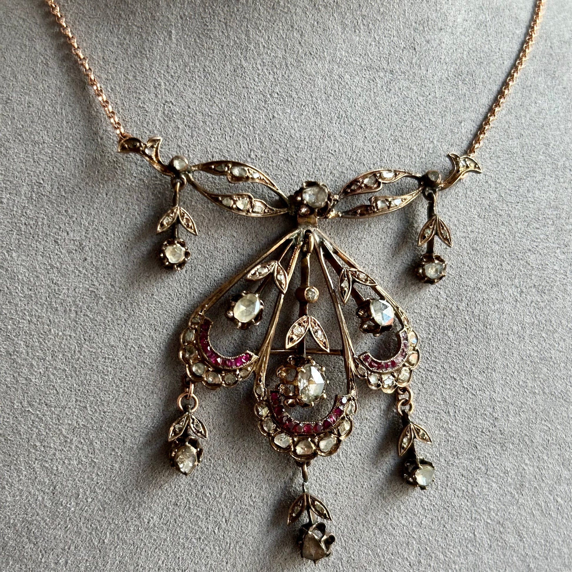Rose Cut Diamond Edwardian Era Necklace