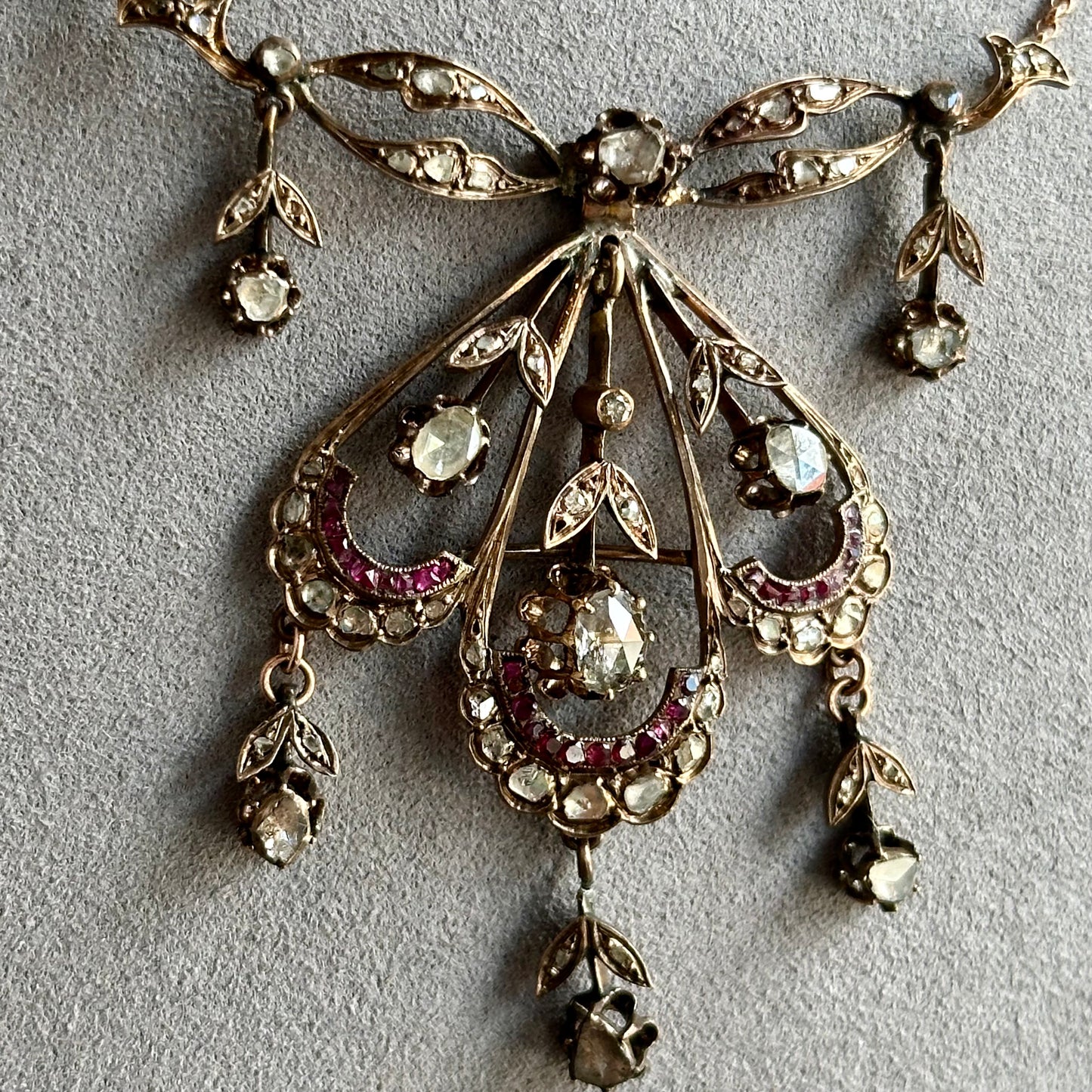 Rose Cut Diamond Edwardian Era Necklace