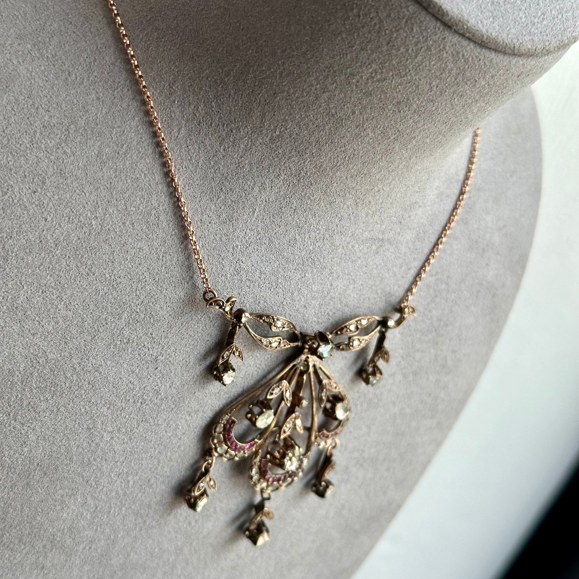 Rose Cut Diamond Edwardian Era Necklace